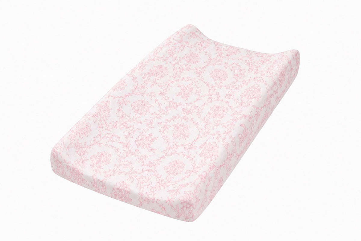 Pink Chinoiserie Changing Pad Cover by Little Mae & Co