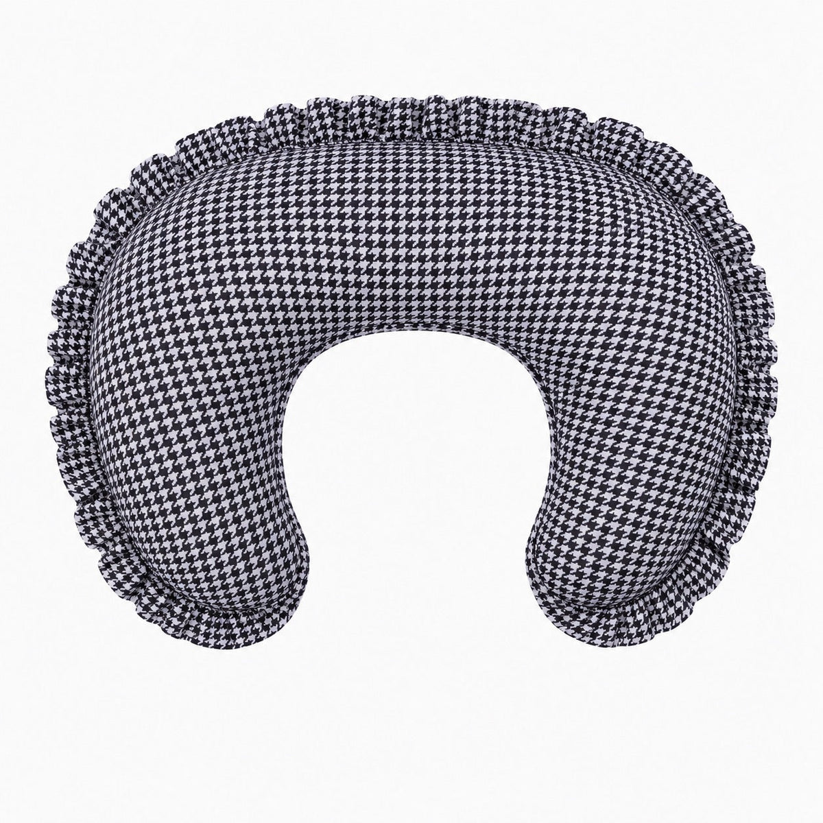 Black White Houndstooth Ruffle Nursing Pillow Cover by Little Mae & Co