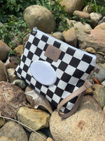 Wipes Clutch Black Check Diaper Wet Bag With Adjustable Lanyard The Good Village Cloth Co. 