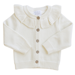 Cream Ruffle Knit Cardigan by Mebie Baby