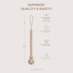 Pacifier Clips in Beige, 2 Pack by Comfy Cubs