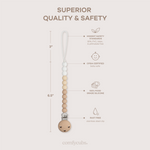 Pacifier Clips in Beige, Light Beige, & White, 2 Pack by Comfy Cubs