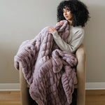 DOUBLE RUCHED FAUX FUR XL THROW BLANKETS Saranoni 