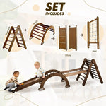 Goodevas 5in1 Montessori Climbing Set Triangle Ladder Climbing Arch Slide Net and Cushion Chocolate - Baby & Toddler > Baby Toys & Activity Equipment > Baby Activity Toys 5in1 Playsets