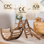 Goodevas 5in1 Montessori Climbing Set Triangle Ladder Climbing Arch Slide Net and Cushion Chocolate - Baby & Toddler > Baby Toys & Activity Equipment > Baby Activity Toys 5in1 Playsets