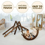 Goodevas 5in1 Montessori Climbing Set Triangle Ladder Climbing Arch Slide Net and Cushion Chocolate - Baby & Toddler > Baby Toys & Activity Equipment > Baby Activity Toys 5in1 Playsets