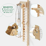 Goodevas 6 In 1 Wooden Swedish Wall Climbing Ladder for Children with Swing Set and Slide Board - Baby & Toddler > Baby Toys & Activity Equipment > Baby Activity Toys Swedish wall