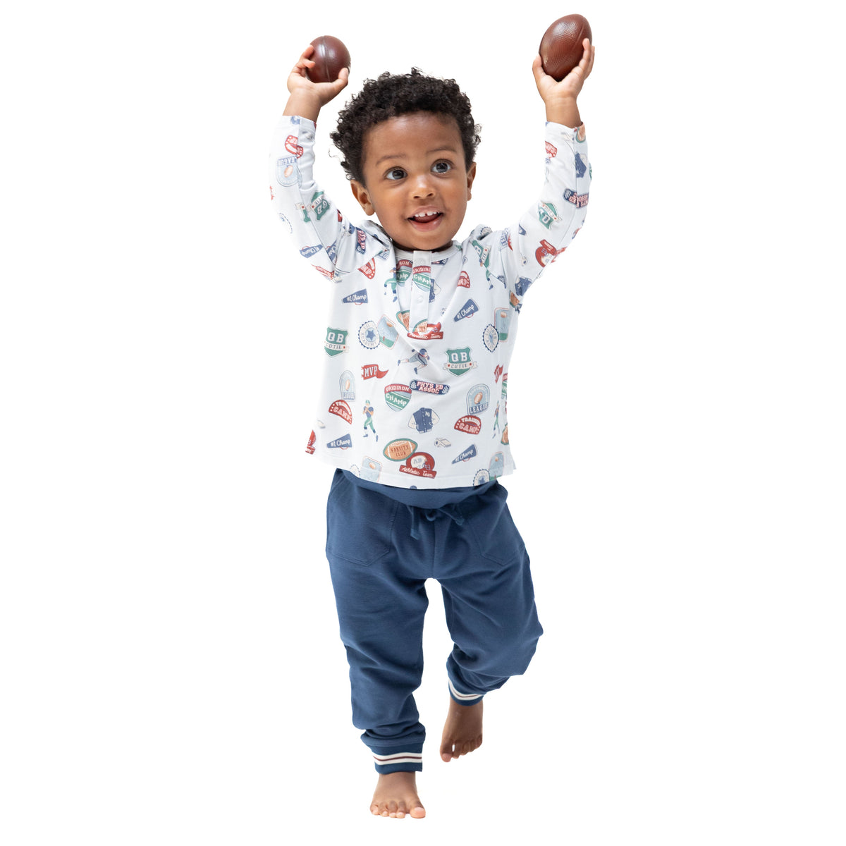 Football Patches - Long Sleeve Henley and Jogger by Angel Dear (view 1 of 6)