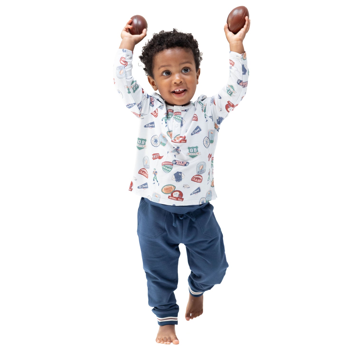 Football Patches - Long Sleeve Henley and Jogger by Angel Dear (view 1 of 6)