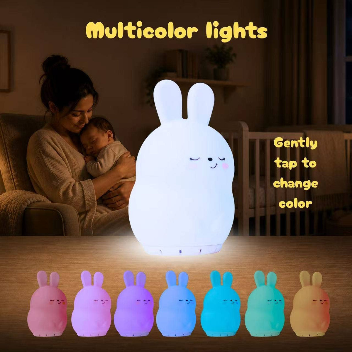 Sleeping Pal cordless bunny night lamp, soothing sounds for babies & kids.