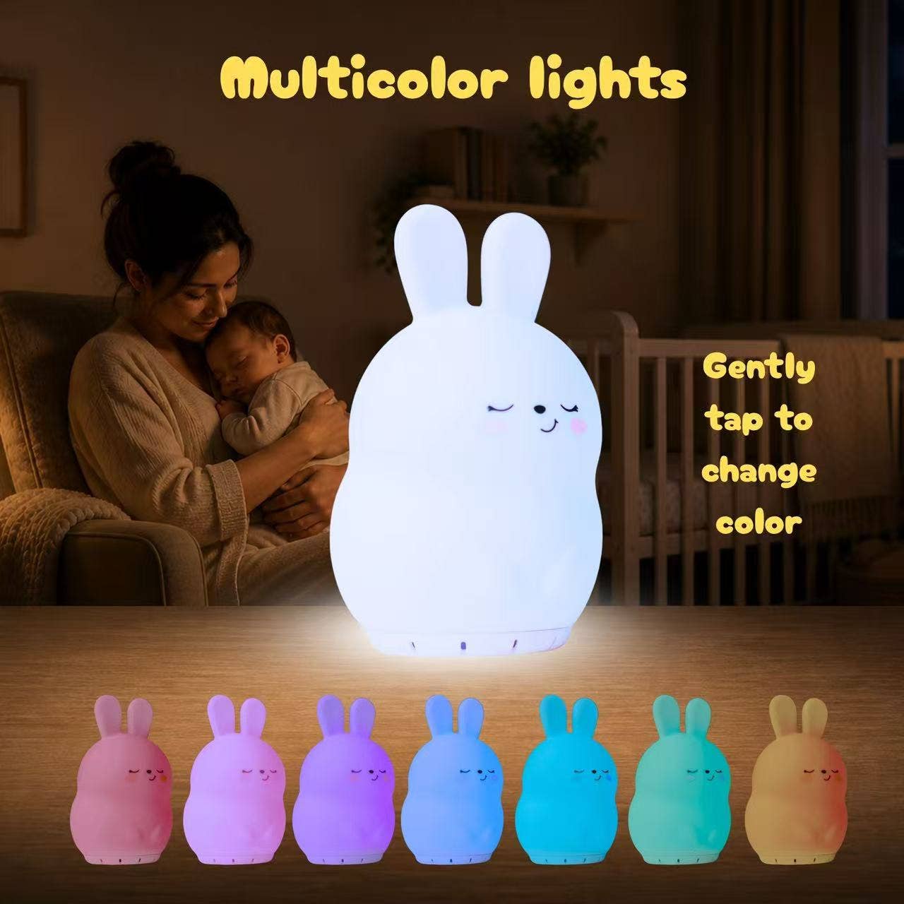 Sleeping Pal cordless bunny night lamp, soothing sounds for babies & kids.