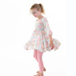 Floral cap sleeve dress with coordinating leggings, a two-piece outfit for a baby or toddler
