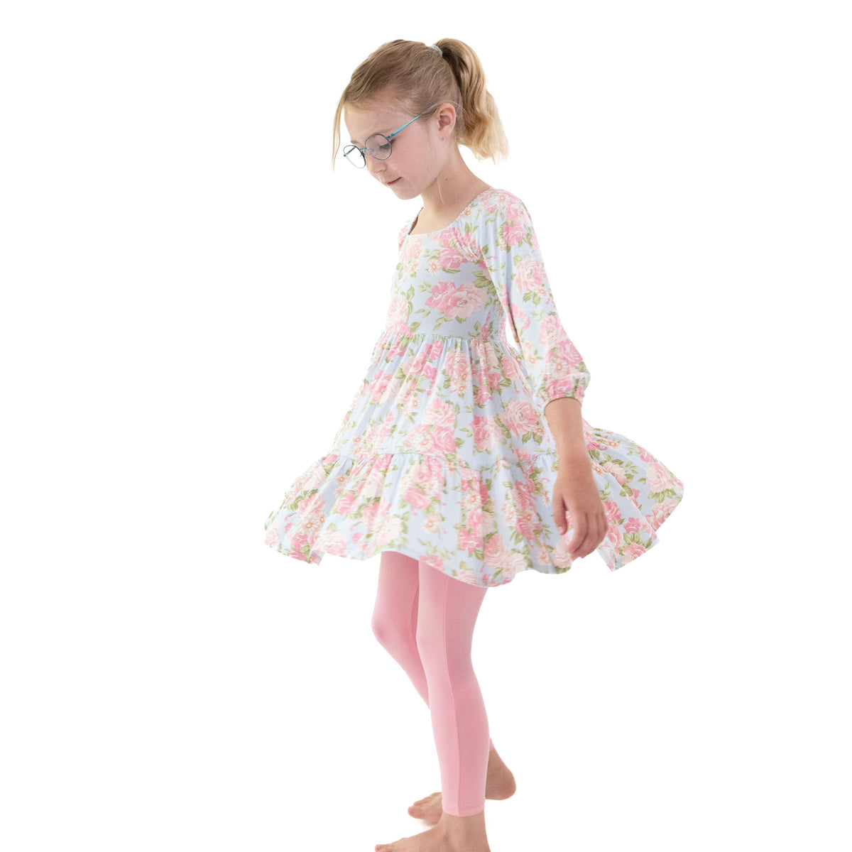 Angeline Floral Cap Sleeve Dress & Legging Set