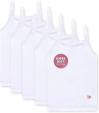 Feathers Girls Undershirts Tagless Camisoles - 5 pk Super Soft Cotton Cami Girls Tank Tops by Feathers USA at Everetts Place