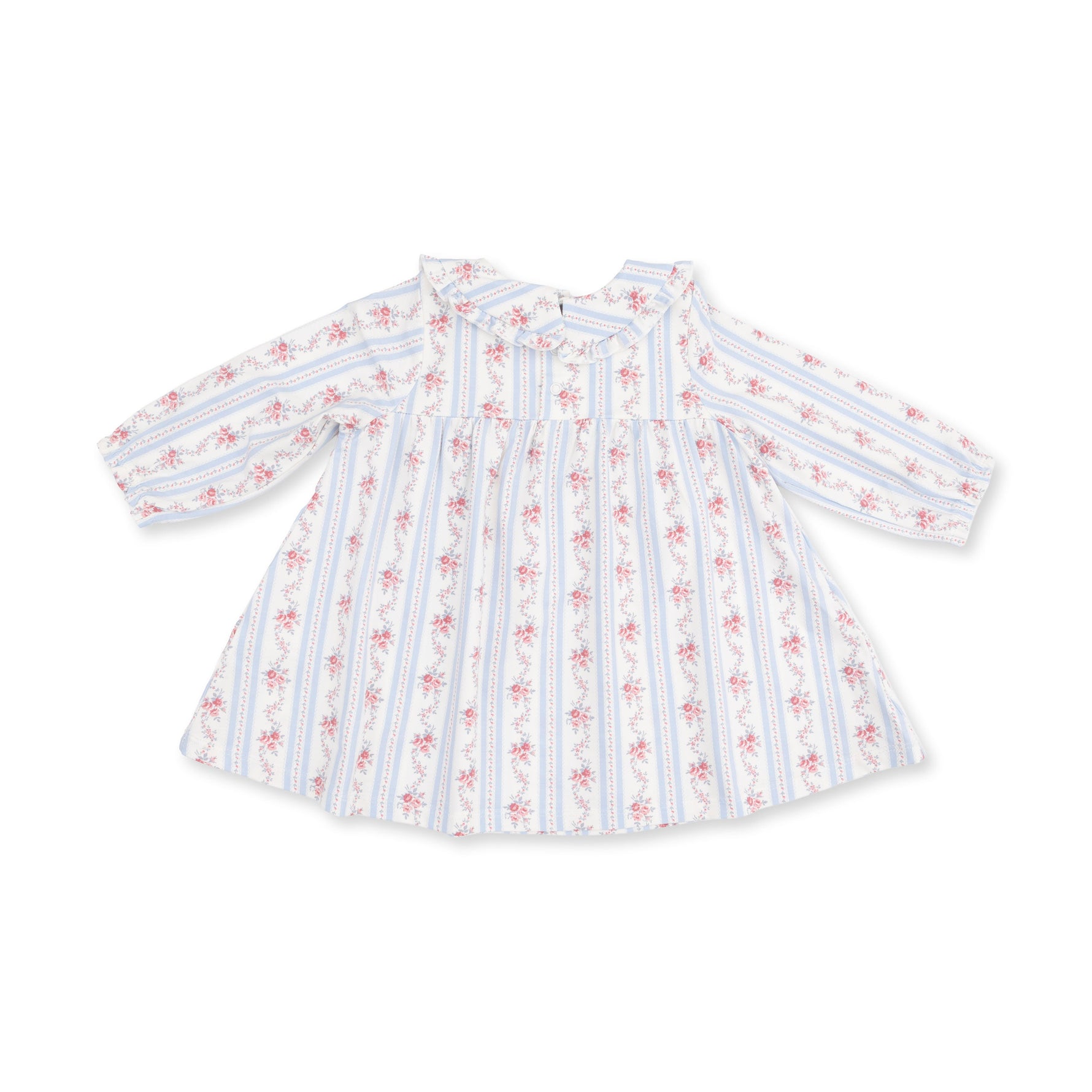 Anna Floral Stripe - Long Sleeve Peter Pan Ruffle Collar Dress and Bloomer by Angel Dear