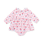 Leslie Rose - Long Sleeve Peter Pan Ruffle Collar Bubble with Skirt by Angel Dear
