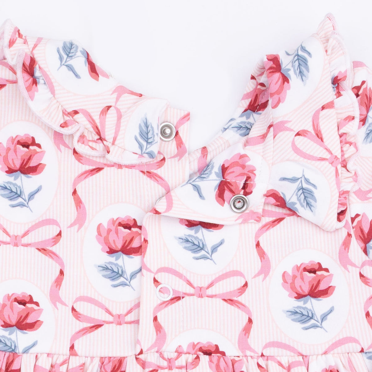 Leslie Rose - Long Sleeve Peter Pan Ruffle Collar Bubble with Skirt by Angel Dear