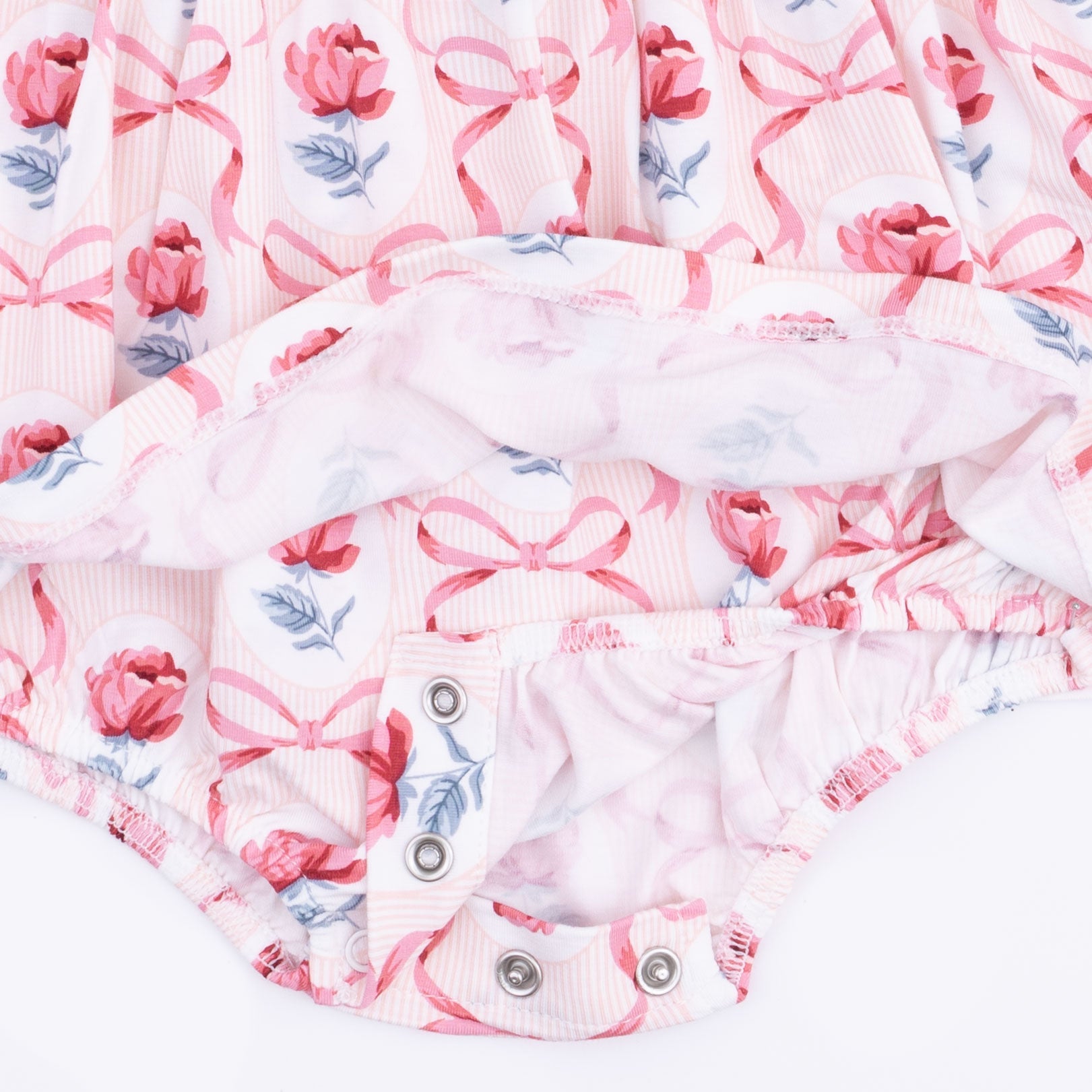 Leslie Rose - Long Sleeve Peter Pan Ruffle Collar Bubble with Skirt by Angel Dear