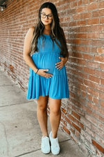 Blue Tiered Maternity Tank Dress by PinkBlush at Everetts Place