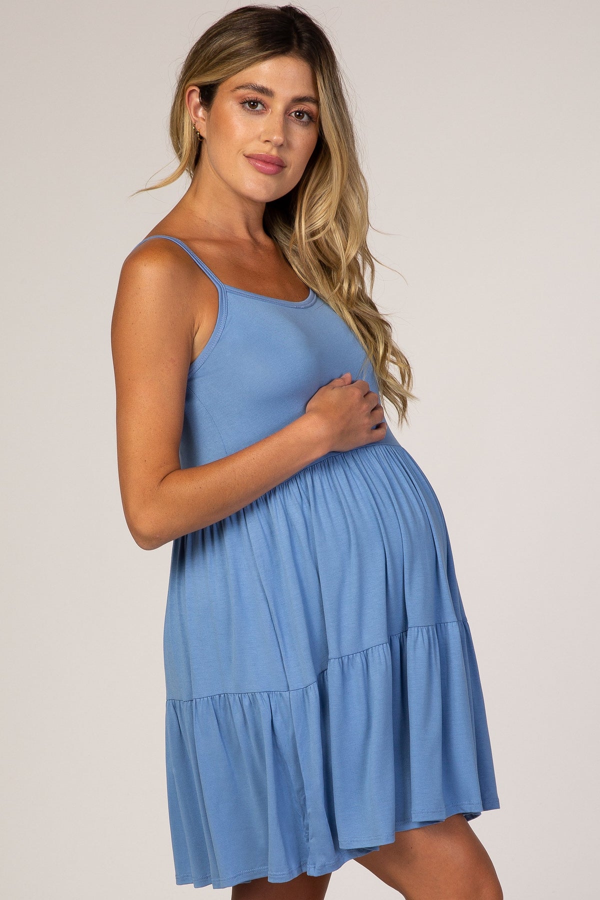 Tiered Tank Maternity Dress with Tie Back by PinkBlush (view 2 of 11)