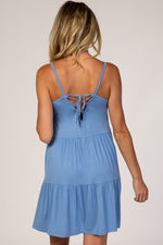 Blue Tiered Maternity Tank Dress by PinkBlush at Everetts Place
