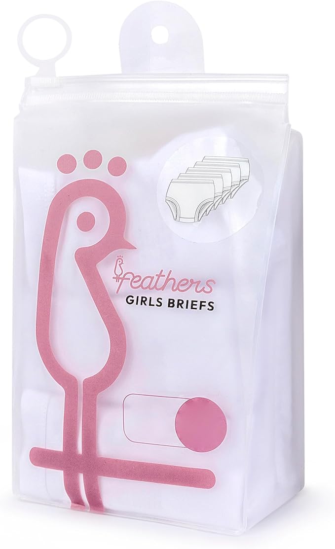Feathers Solid White Snug Tagless Super Soft Cotton Underwear - Girls Underwear Briefs Panties 5-Pack (White) by Feathers USA at Everetts Place