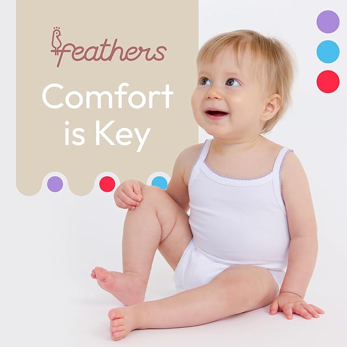 Feathers USA Baby Tank Top Bodysuit Ultra Soft Cotton For Baby Girls Multicolor by Feathers USA at Everetts Place