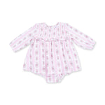Bella Rose Stripe - Long Sleeve Smocked Ruffle Bubble with Skirt by Angel Dear