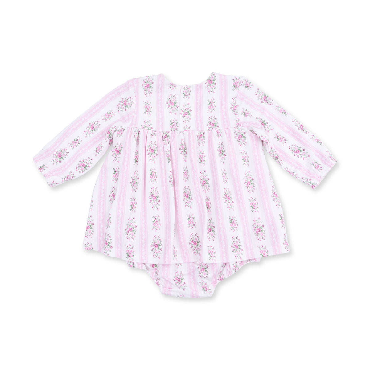 Bella Rose Stripe - Long Sleeve Smocked Ruffle Bubble with Skirt by Angel Dear