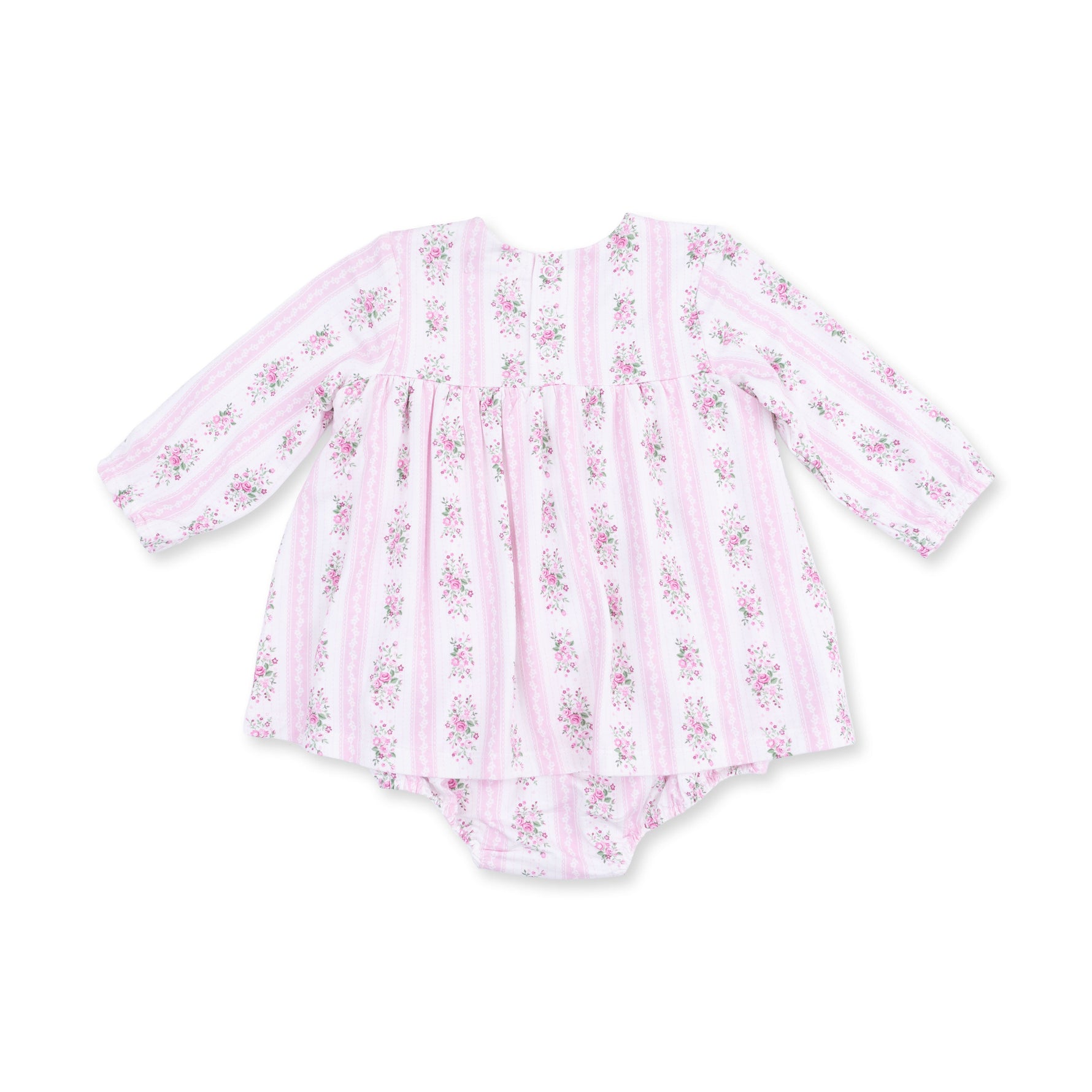 Bella Rose Stripe - Long Sleeve Smocked Ruffle Bubble with Skirt by Angel Dear
