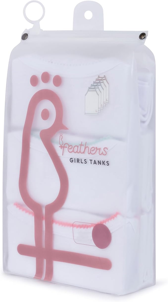 Feathers Girls Undershirts Tagless Camisoles - 5 pk Super Soft Cotton Cami Girls Tank Tops by Feathers USA at Everetts Place