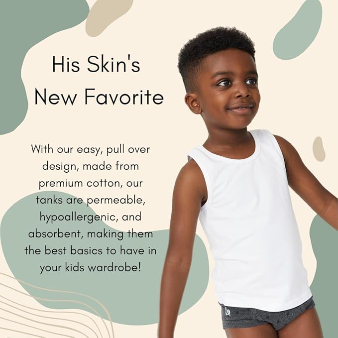 Feathers Boys White Tank Top 100% Cotton Tagless Undershirts 3-Pack by Feathers USA at Everetts Place