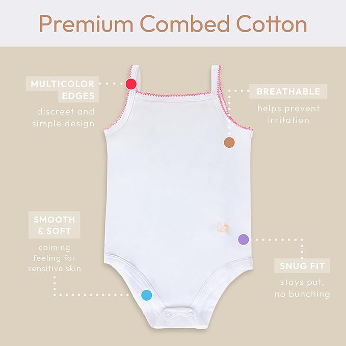 Feathers USA Baby Tank Top Bodysuit Ultra Soft Cotton For Baby Girls Multicolor by Feathers USA at Everetts Place