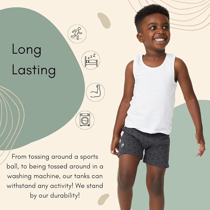 Feathers Boys White Tank Top 100% Cotton Tagless Undershirts 3-Pack by Feathers USA at Everetts Place