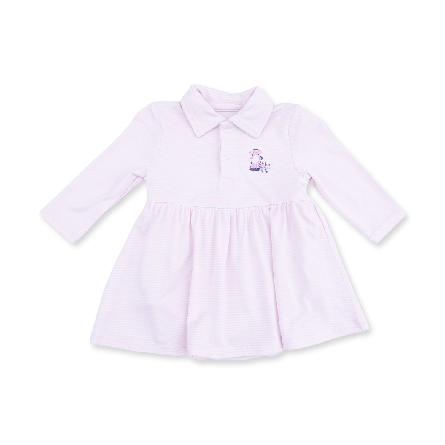 Tennis Long Sleeve Bodysuit Dress - Micro Stripe by Angel Dear (view 2 of 5)