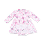 Heart Tattoo Check Pink - Long Sleeve Tennis Bodysuit Dress by Angel Dear