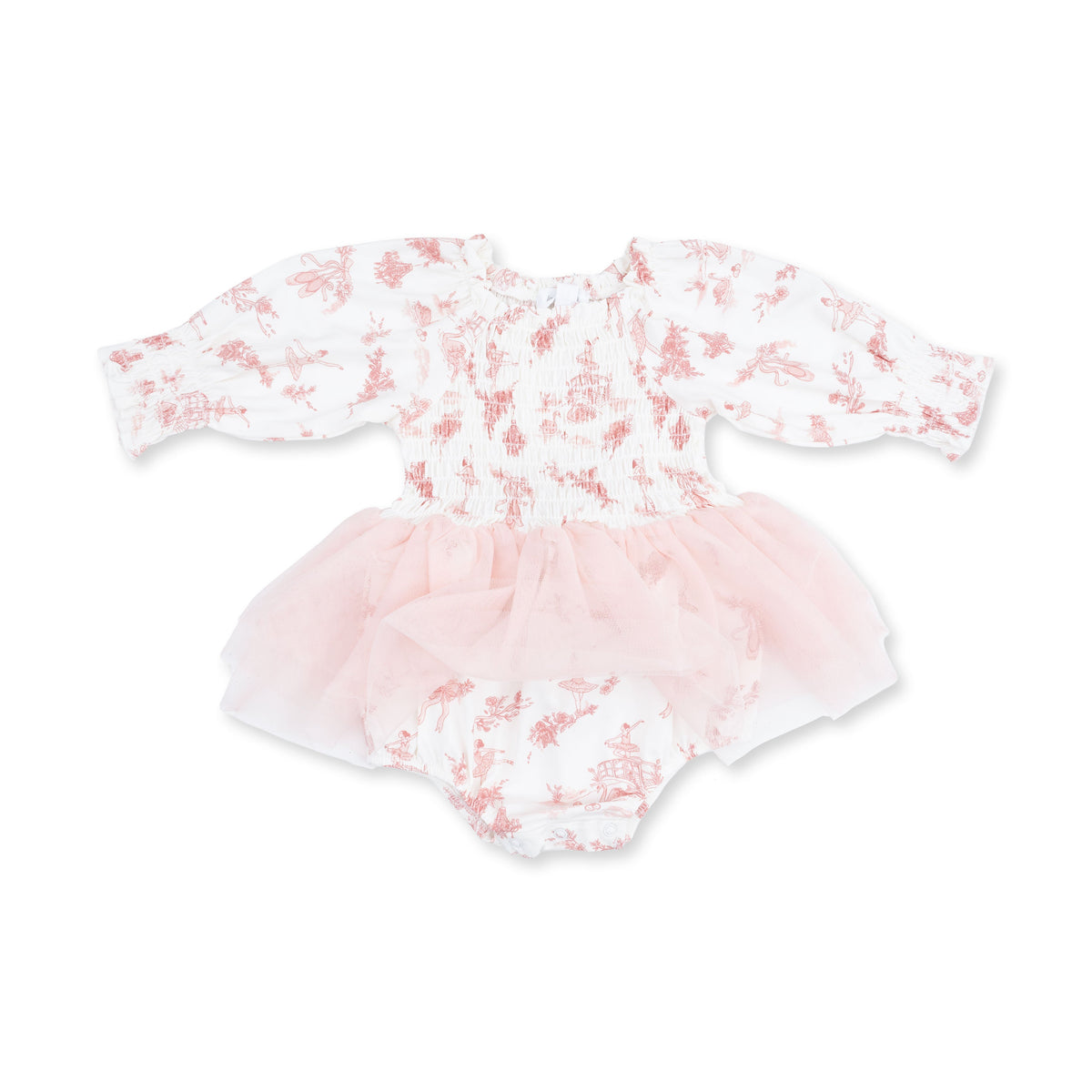 Ballet Toile - Long Sleeve Smocked Bubble with Tutu by Angel Dear
