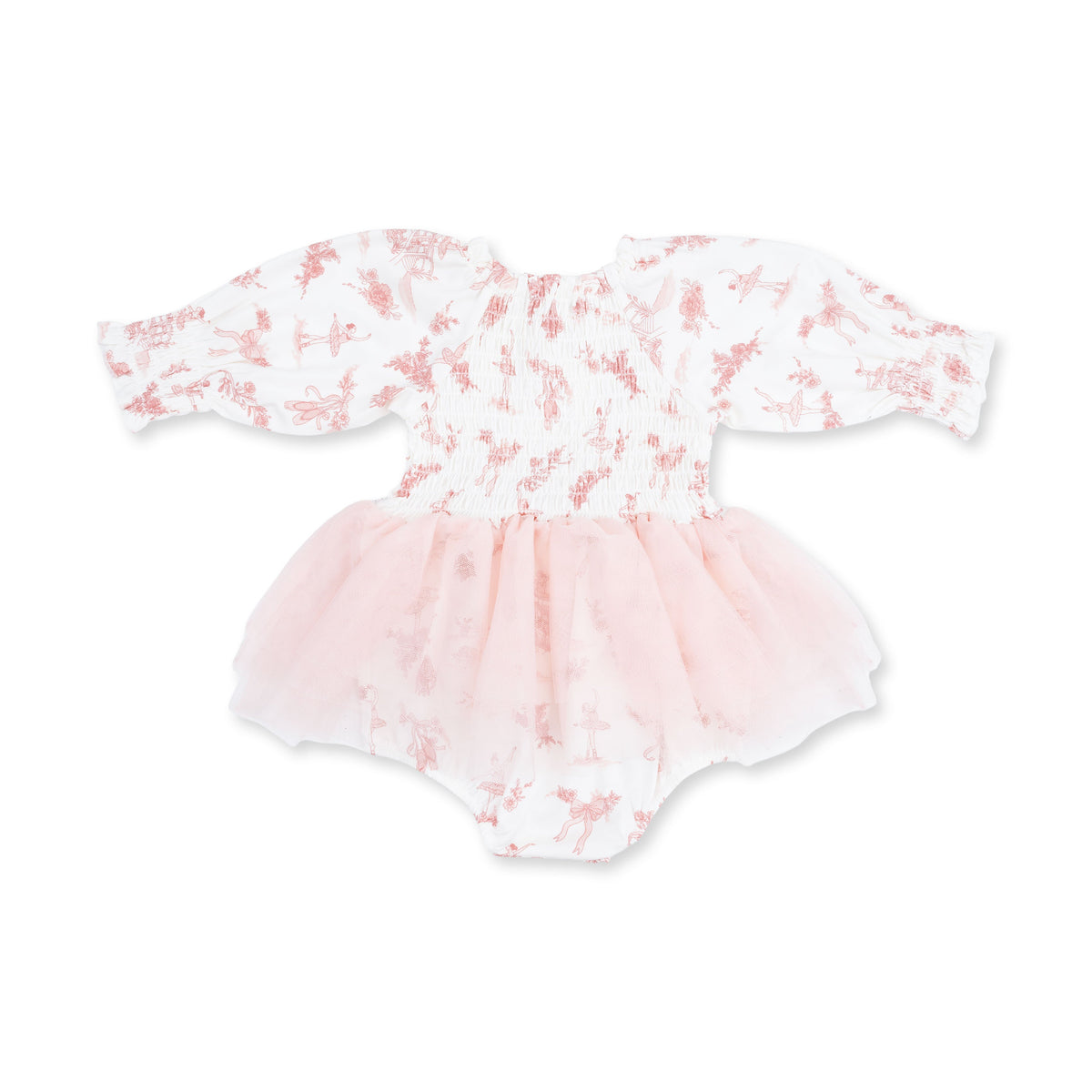 Ballet Toile - Long Sleeve Smocked Bubble with Tutu by Angel Dear