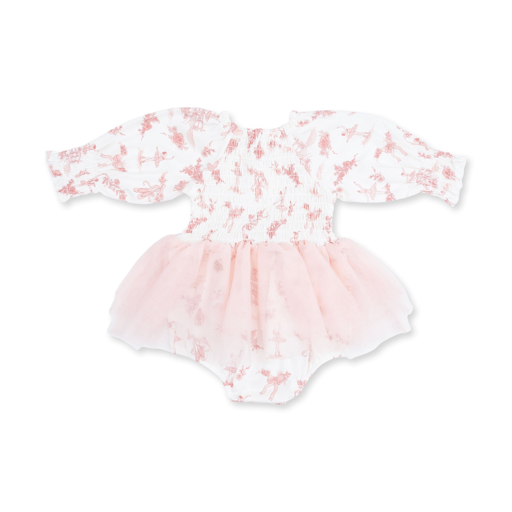 Ballet Toile - Long Sleeve Smocked Bubble with Tutu by Angel Dear