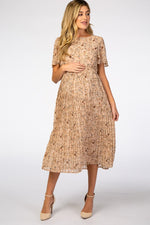 Chiffon Maternity Midi Dress - Floral Pleated by PinkBlush