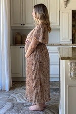 Chiffon Maternity Midi Dress - Floral Pleated by PinkBlush