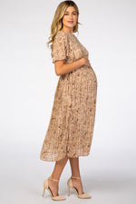 Chiffon Maternity Midi Dress - Floral Pleated by PinkBlush