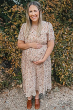 Chiffon Maternity Midi Dress - Floral Pleated by PinkBlush