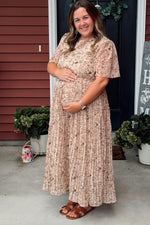 Chiffon Maternity Midi Dress - Floral Pleated by PinkBlush