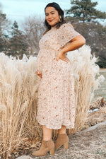 Chiffon Maternity Midi Dress - Floral Pleated by PinkBlush