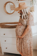 Chiffon Maternity Midi Dress - Floral Pleated by PinkBlush