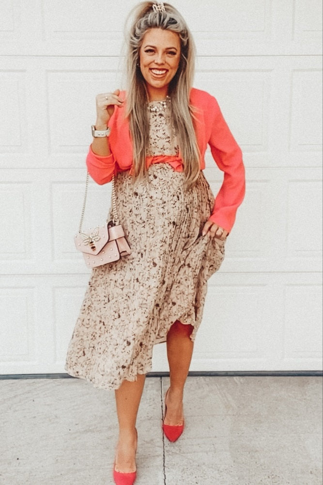 Chiffon Maternity Midi Dress - Floral Pleated by PinkBlush