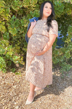 Chiffon Maternity Midi Dress - Floral Pleated by PinkBlush