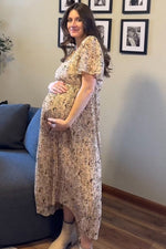 Chiffon Maternity Midi Dress - Floral Pleated by PinkBlush
