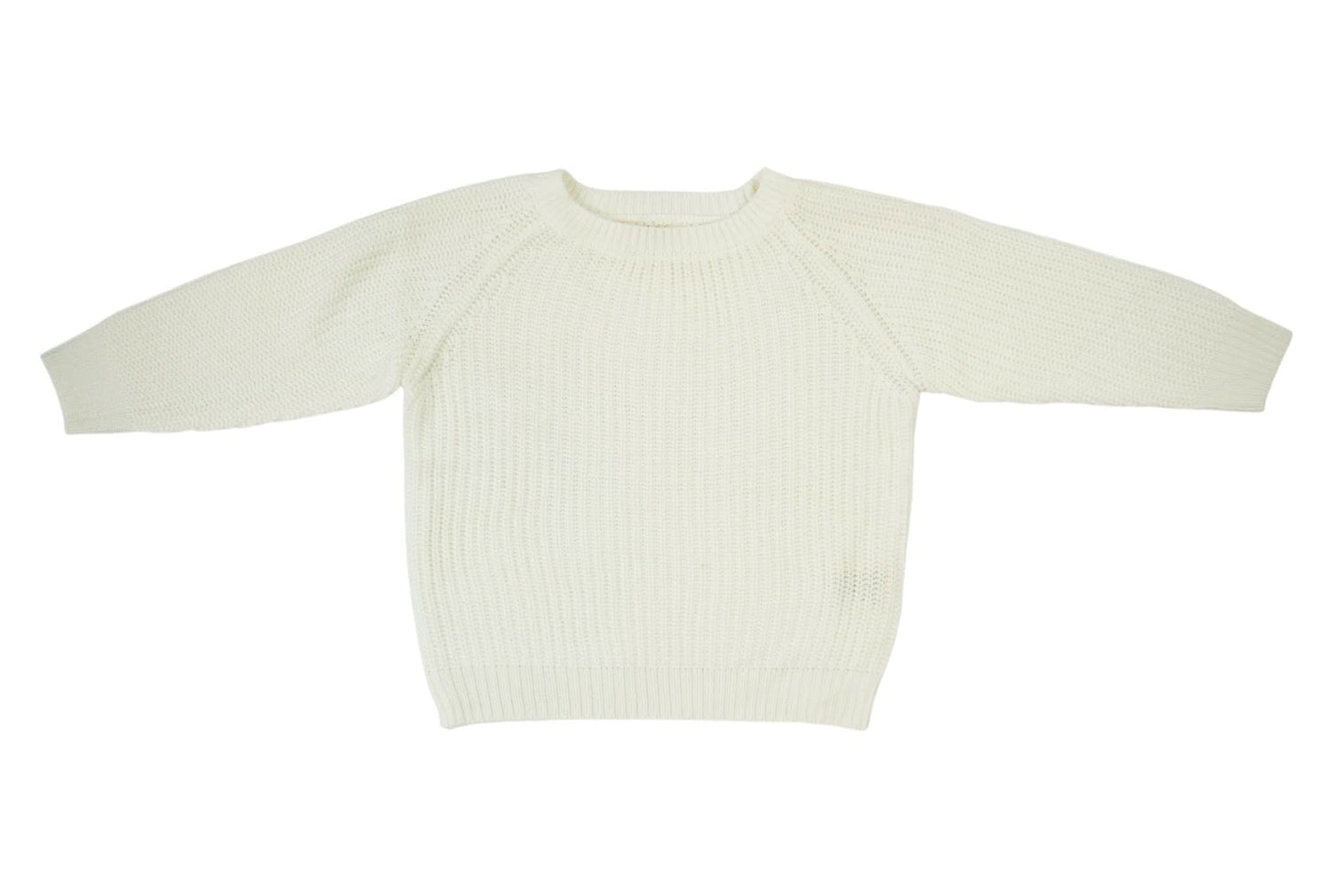 Ivory chunky knit children's sweater with a classic textured knit pattern